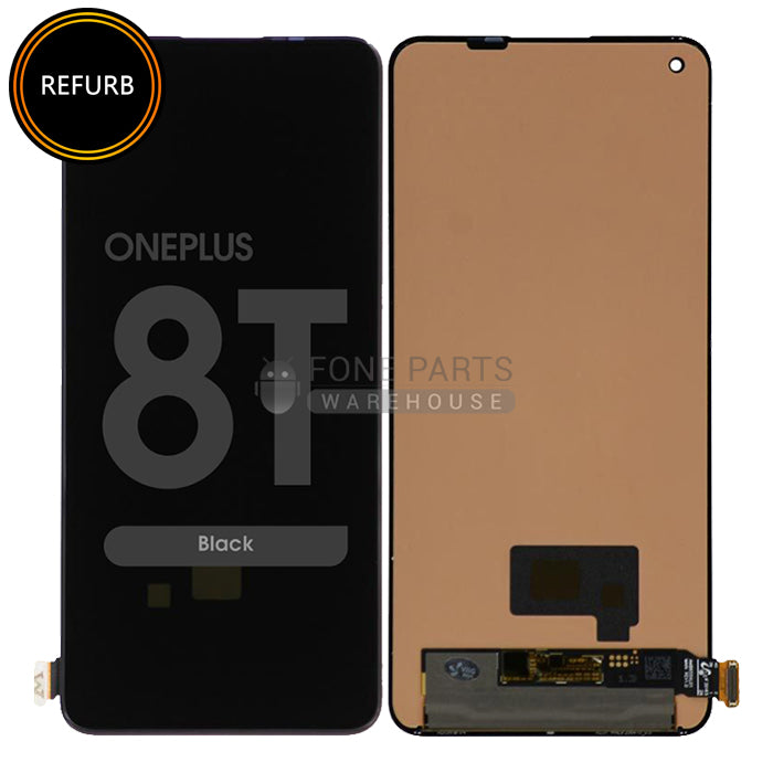 For OnePlus 8T Lcd Screen with Touch Digitizer Assembly in [Black] [AMOLED-Refurbished] [Without Frame]