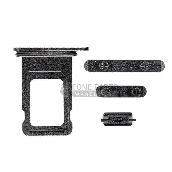 For IPhone XR Sim Tray Holder with on off and volume button set [Black]