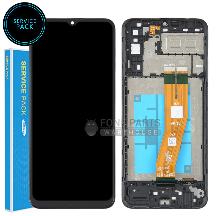 For A04e (SM-A042) LCD Screen With Touch Digitizer Assembly and Frame (Genuine Service Pack)