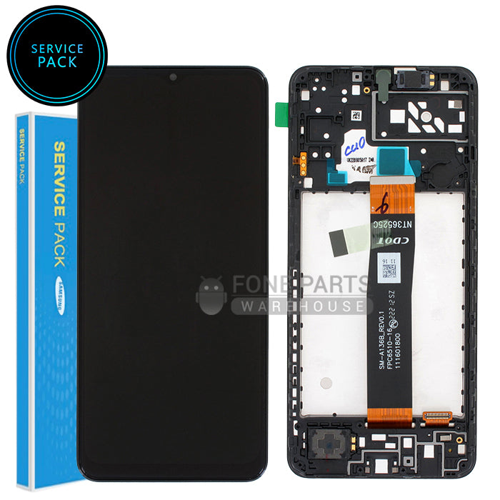 For A04s (SM-A047) LCD Screen With Touch Digitizer Assembly and Frame (Genuine Service Pack)