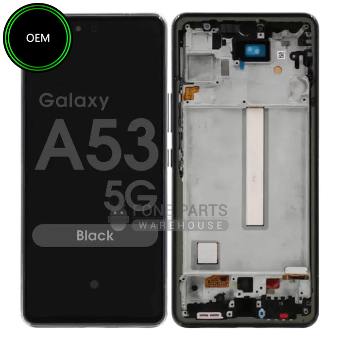 For A53 5G (SM-A536) Replacement LCD Screen Digitizer Assembly With Frame [OEM] [Black]