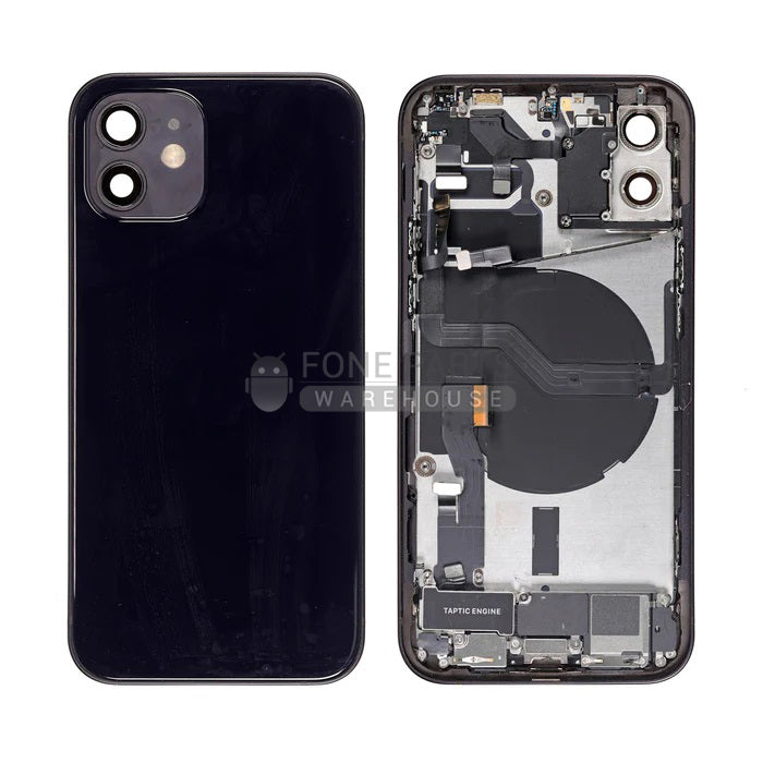 For IPhone 12 Genuine Housing With Parts in [Black] (Grade A Condition Taken From 14 Days Used Phone)