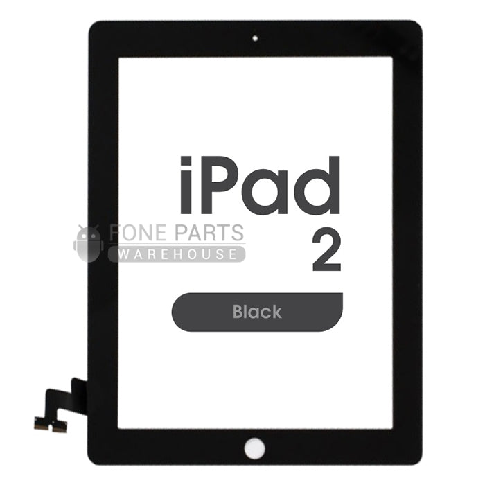 For iPad 2 Touch Digitizer Glass with Home Button and Adhesive in [Black][Original]