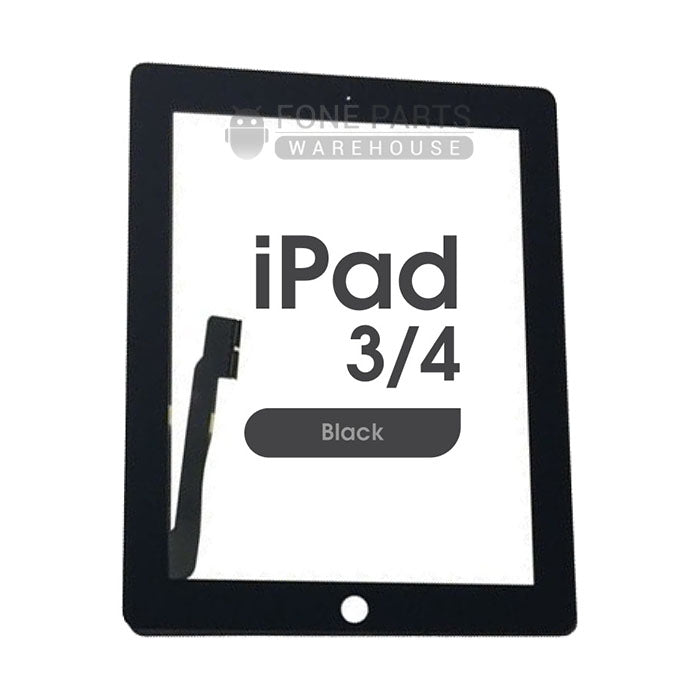 For iPad 4 Replacement Touch Digitizer Glass with Home Button and Adhesive in [Black] (AAA Aftermarket)