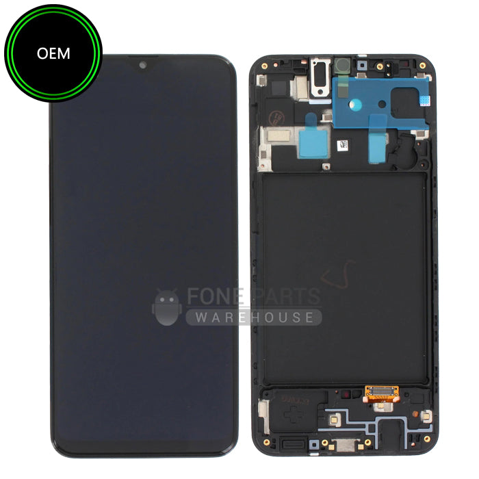 For Galaxy A20 (A205) Replacement LCD Screen Digitizer Assembly With Frame [OEM] [Black]