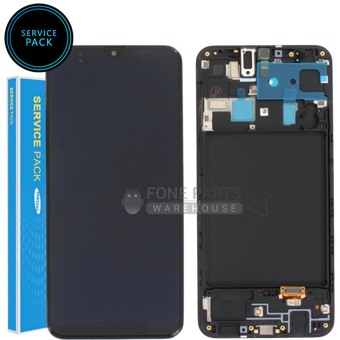 For Galaxy A20 (A205) Replacement LCD Screen Digitizer Assembly With Frame (Service Pack) [Black]