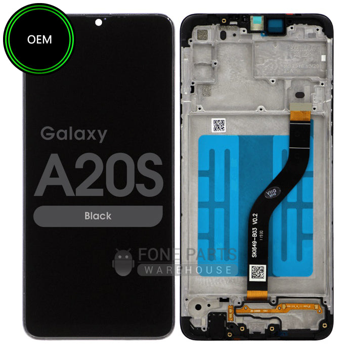 For Galaxy A20s (A207) Replacement LCD Screen Digitizer With Frame (OEM) [Black]