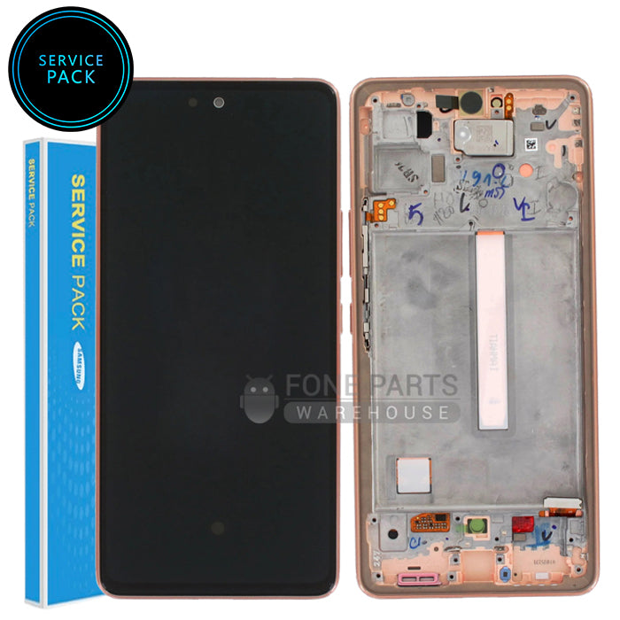 For Galaxy A53-5G (A536) LCD Screen With Touch Digitizer Assembly and Frame (Genuine Service Pack)[Gold/Peach]