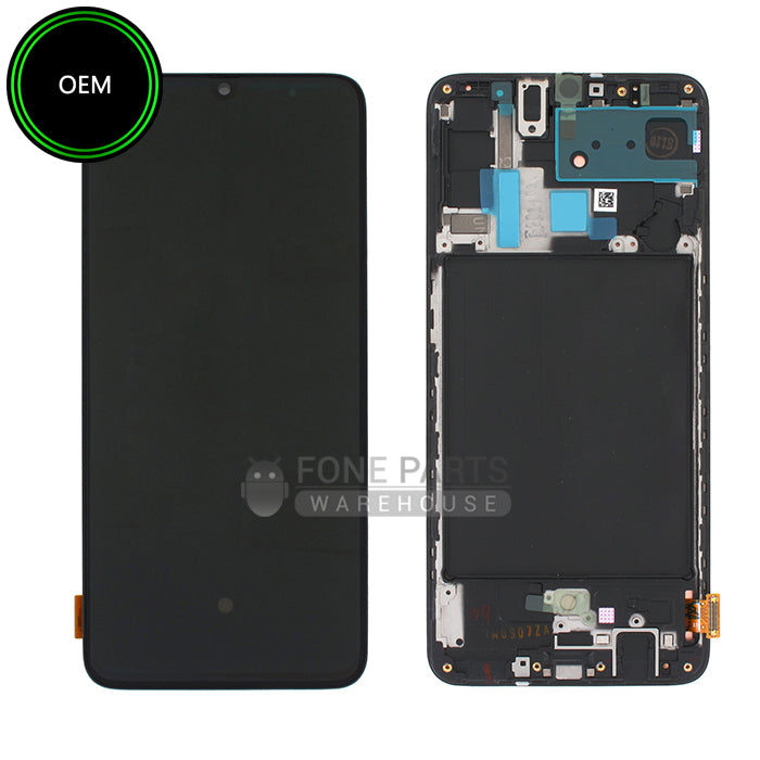 For Galaxy A70 (A-705) LCD Screen Digitizer Assembly With Frame [Big][OEM] [Black]