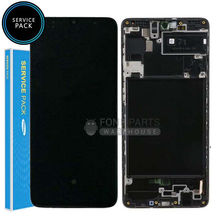 For Galaxy A71 (A715) LCD Screen With Touch Digitizer Assembly and Frame (Genuine Service Pack)