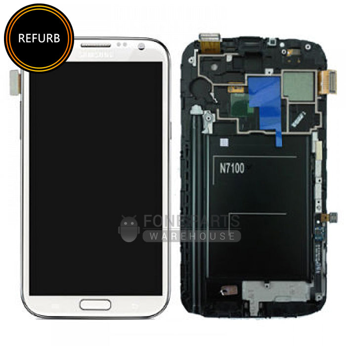 Galaxy Note 2 (N7100) LCD Screen With Touch Digitizer Assembly (Original Refurbish) WITH Frame [White]