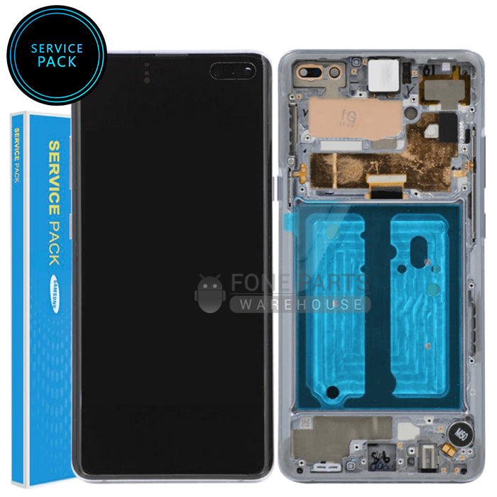 For Galaxy S10 5G (G977) LCD Screen With Touch Digitizer and Frame [Prism Black](Genuine Service Pack)