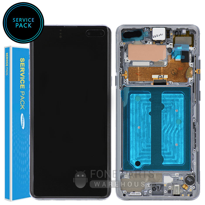 For Galaxy S10 5G (G977) LCD Screen With Touch Digitizer and Frame[Prism White](Genuine Service Pack)