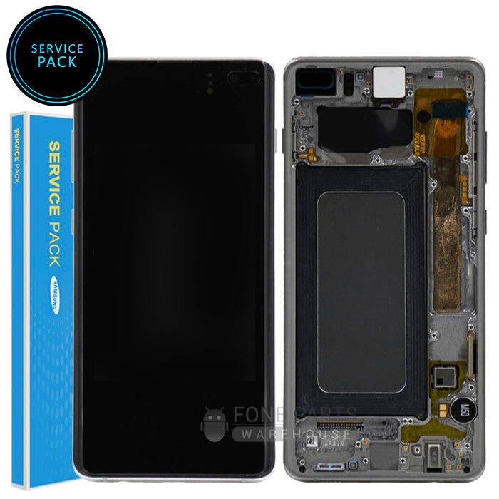 For Galaxy S10 Plus (G975) LCD Screen With Touch Digitizer and Frame (Genuine Service Pack) [Ceramic Black]