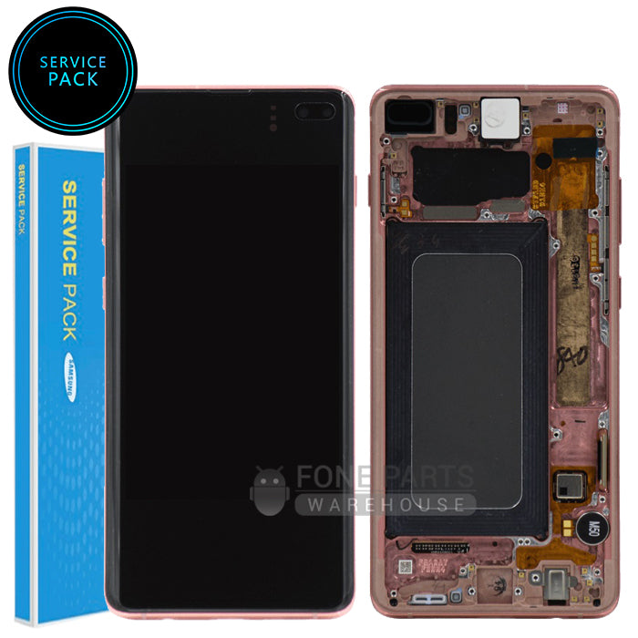 For Galaxy S10 Plus (G975) LCD Screen With Touch Digitizer and Frame (Genuine Service Pack) [Flamingo Pink]