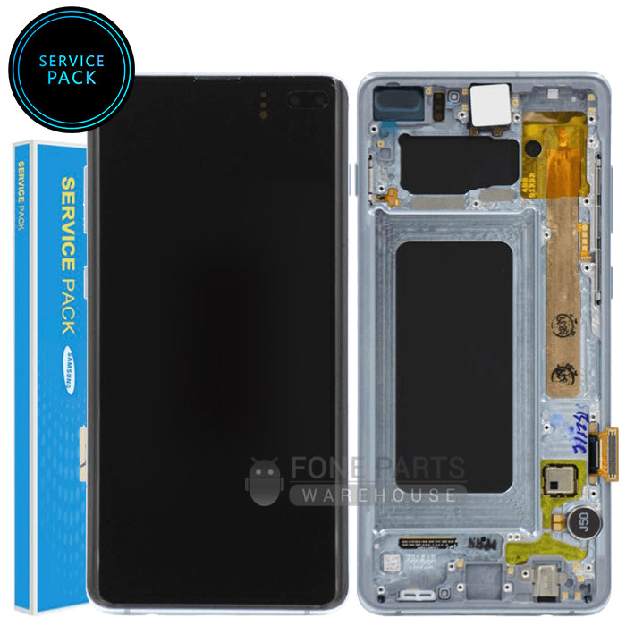 For Galaxy S10 Plus (G975) LCD Screen With Touch Digitizer and Frame (Genuine Service Pack) [Prism Blue]