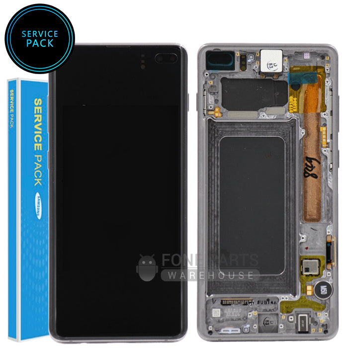 For Galaxy S10 Plus (G975) LCD Screen With Touch Digitizer and Frame (Genuine Service Pack) [Prism White]