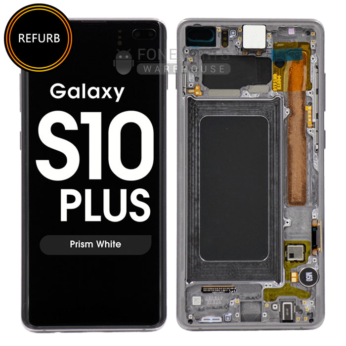 For Galaxy S10 Plus (G975) LCD Screen With Touch Digitizer and With Frame (Original Refurbish) [Prism White]