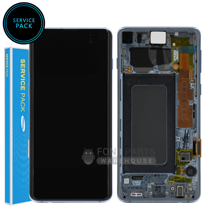 For Galaxy S10 (G973) LCD Screen With Touch Digitizer and Frame (Genuine Service Pack) [Prism Blue]