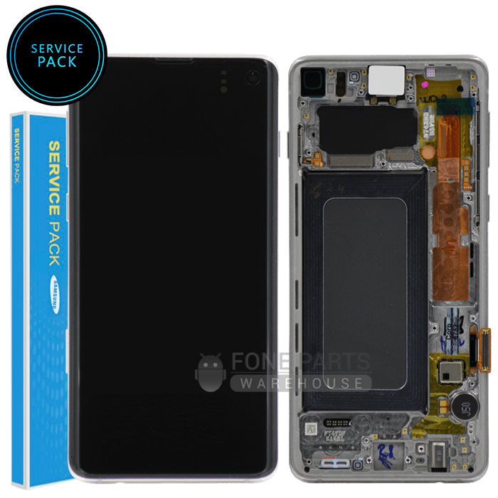 For Galaxy S10 (G973) LCD Screen With Touch Digitizer and Frame (Genuine Service Pack) [Prism White]