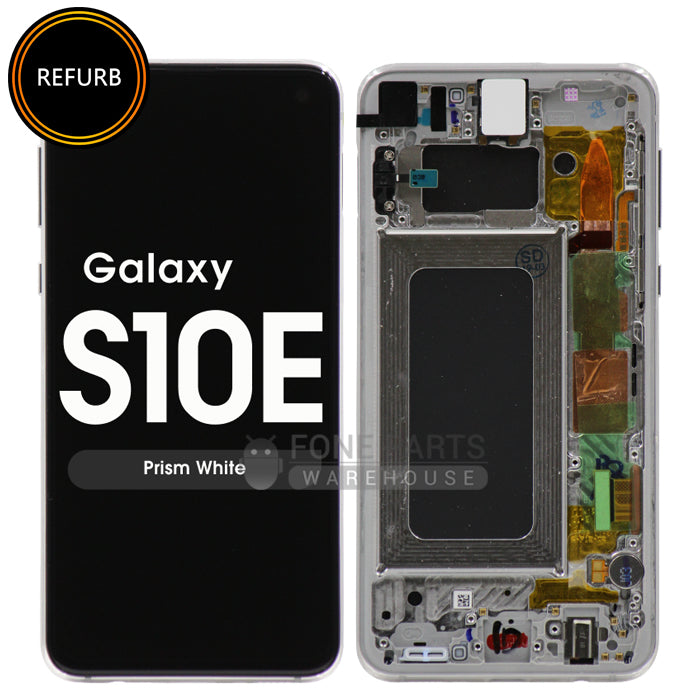 For Galaxy S10e (G970) LCD Screen With Touch Digitizer and Frame (Refurbished) [White]