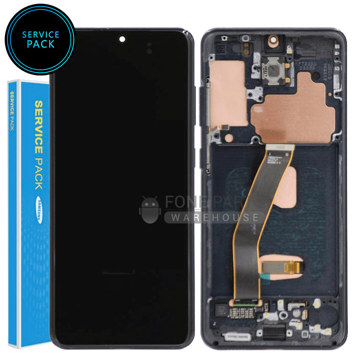 For Galaxy S20/S20 5G (SM-G980/G981) Replacement LCD Screen with Touch Digitizer and Frame (Genuine Service Pack) [Cosmic Black]