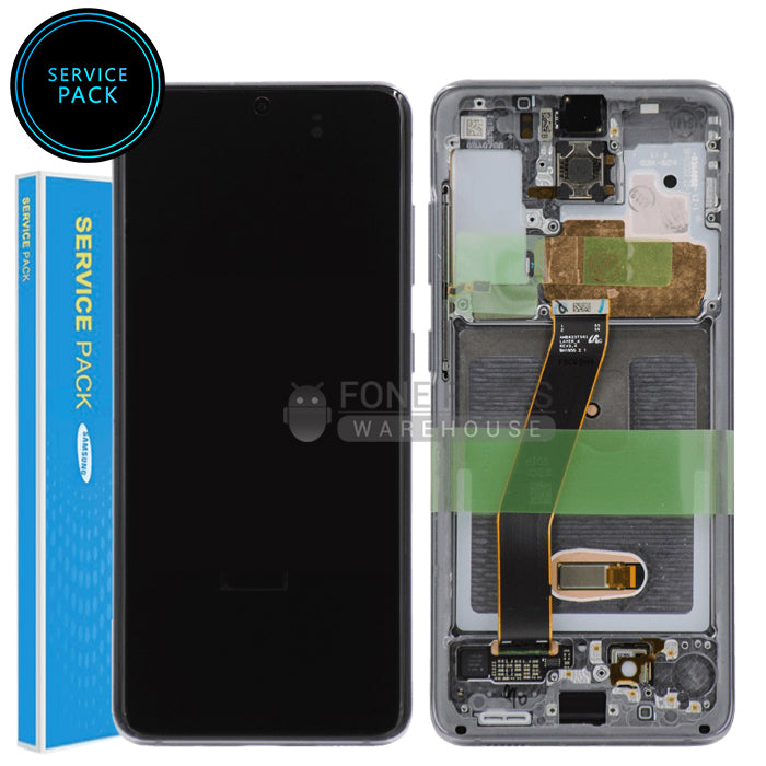 For Galaxy S20/S20 5G (SM-G980/G981) Replacement LCD Screen with Touch Digitizer and Frame (Genuine Service Pack) [Cosmic Grey]