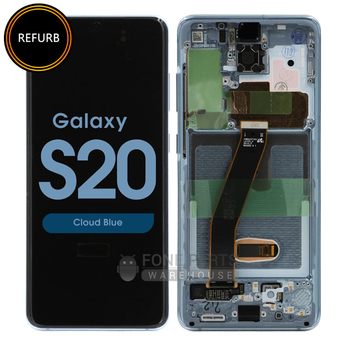 For Galaxy S20/S20 5G (SM-G980/G981) Replacement LCD Screen with Touch Digitizer and Frame (Original-Refurbished) [Cloud Blue]