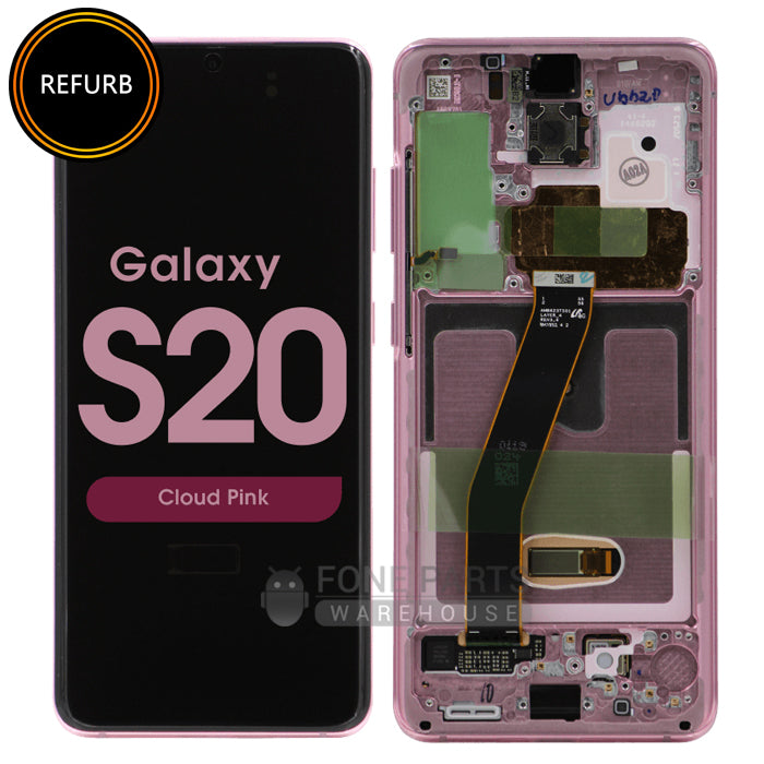 For Galaxy S20/S20 5G (SM-G980/G981) Replacement LCD Screen with Touch Digitizer and Frame (Original-Refurbished) [Cloud Pink]