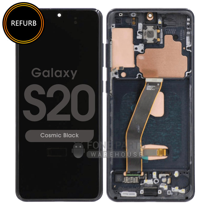 For Galaxy S20/S20 5G (SM-G980/G981) Replacement LCD Screen with Touch Digitizer and Frame (Original-Refurbished) [Cosmic Black]