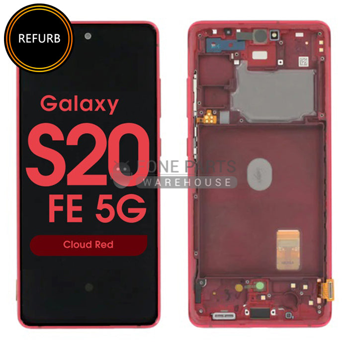 Galaxy S20FE / S20FE 5G (SM-G780 / G781) LCD Screen Digitizer With Frame (Original-Refurbished)[Cloud Red]