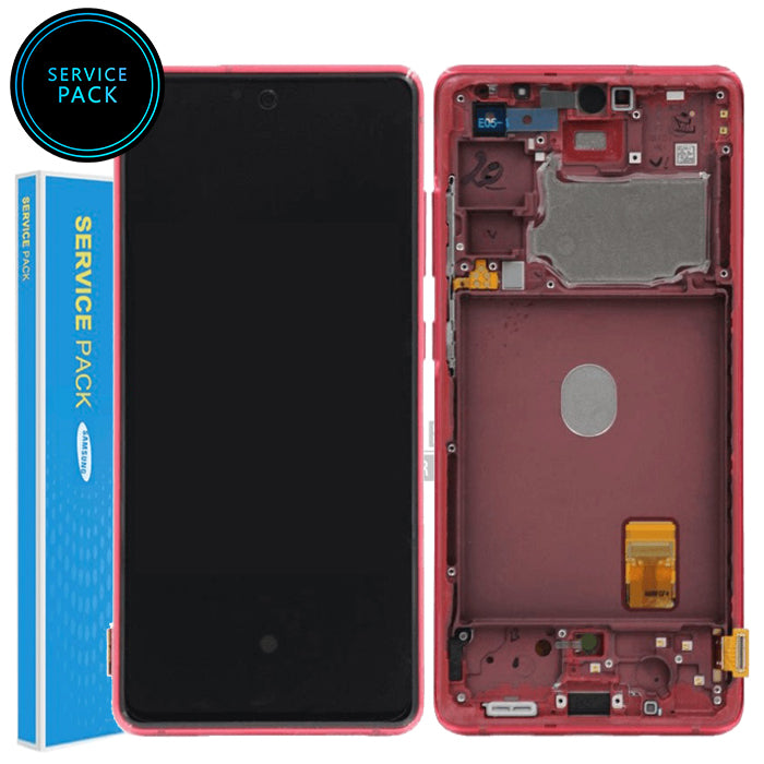 Galaxy S20FE / S20FE 5G (SM-G780 / G781) LCD Screen With Touch Digitizer and Frame (Genuine Service Pack) [Cloud Red]