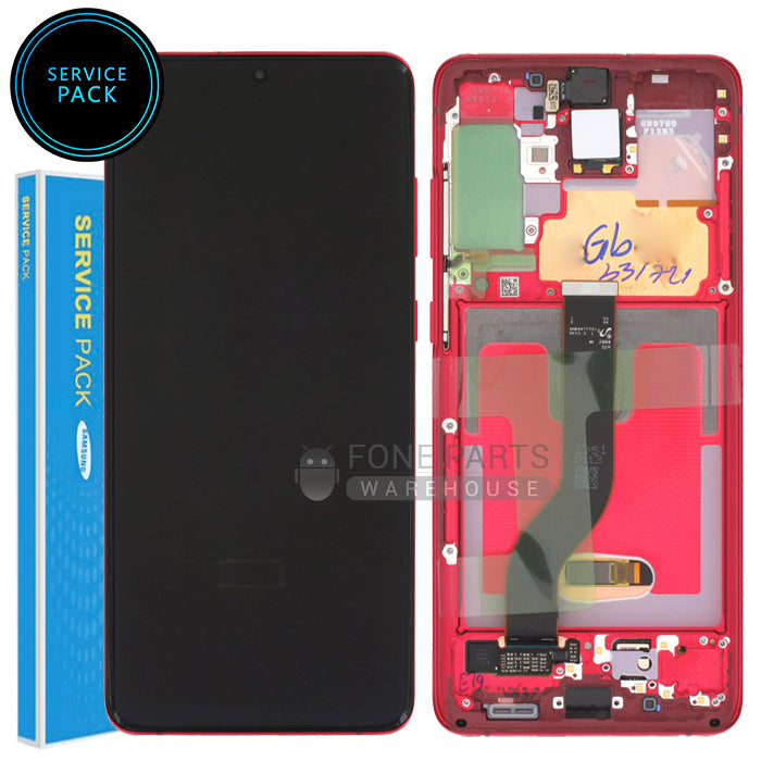 For Galaxy S20 Plus 5G (SM-G985 / G986) LCD Screen Digitizer With Frame Service Pack [Aura Red]