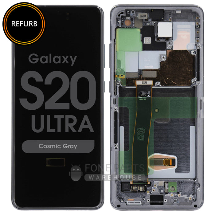 For Galaxy S20 Ultra / S20 Ultra 5G (SM-G988) LCD Screen Digitizer With Frame (Original-Refurbished)[Cosmic Black]