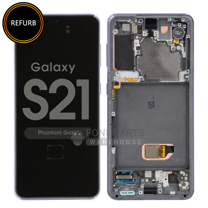 For Galaxy S21 5G (SM-G991) LCD Screen Digitizer With Frame Refurbished [Phantom Gray]