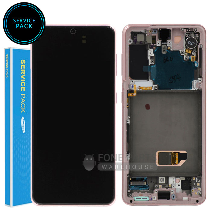 For Galaxy S21 5G (SM-G991) LCD Screen With Touch Digitizer and Frame (Genuine Service Pack) [Phantom Pink]