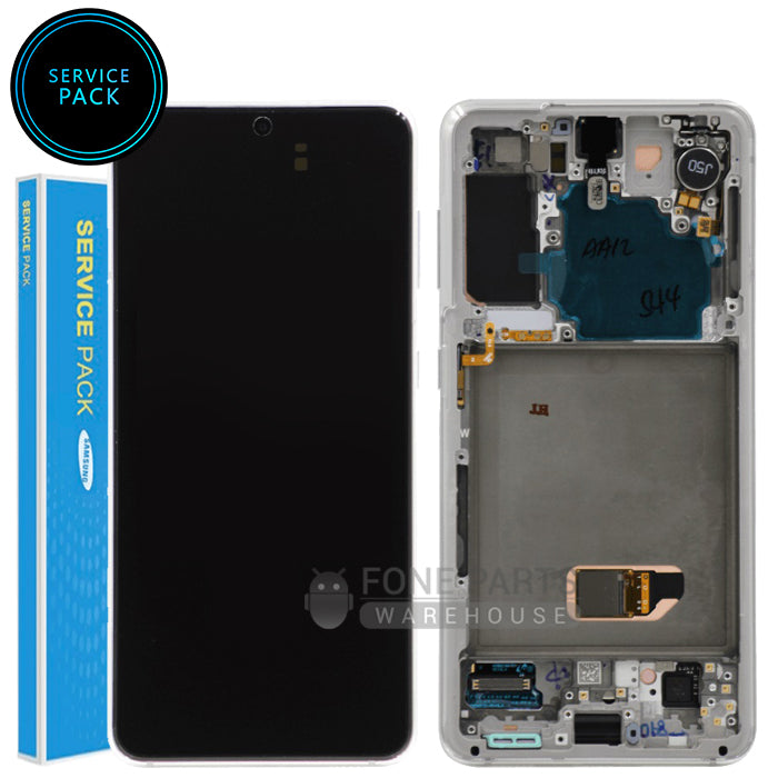 For Galaxy S21 5G (SM-G991) LCD Screen With Touch Digitizer and Frame [Genuine Service Pack] [Phantom White]