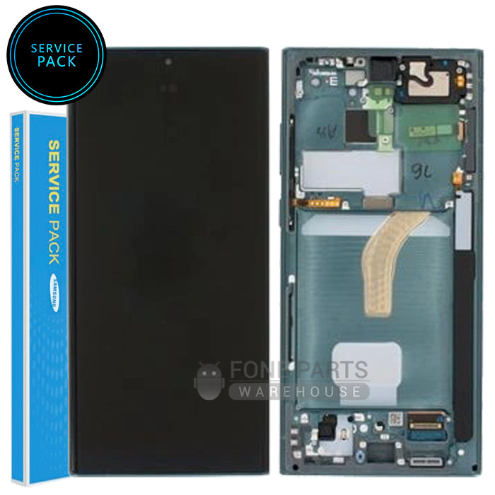 Galaxy S22 ULTRA 5G (SM-S908) LCD Screen With Touch Digitizer and Frame (Genuine Service Pack) [Green]