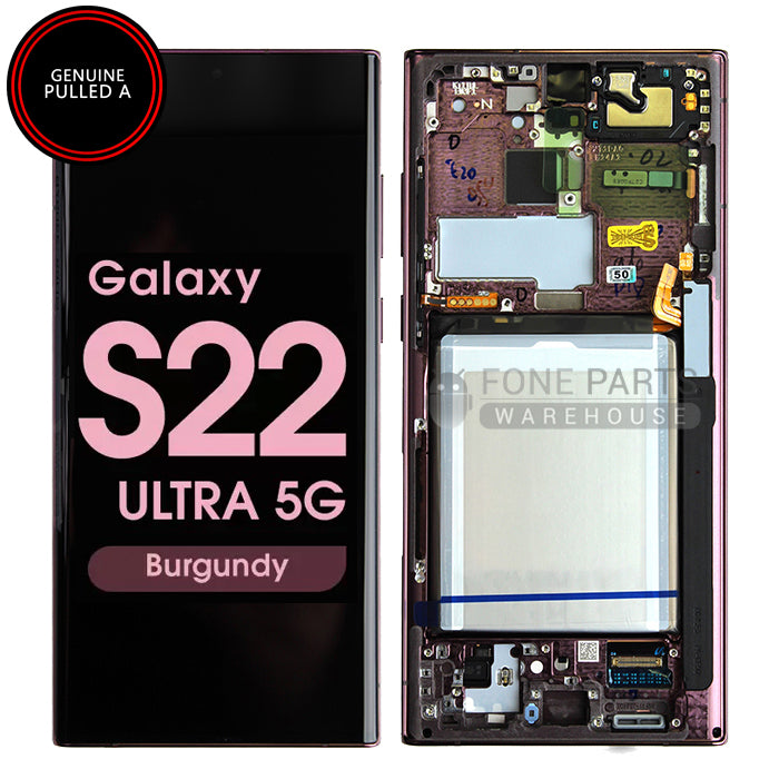 Galaxy S22 ULTRA 5G (SM-S908) LCD Screen With Touch Digitizer and Frame (Grade A) [Burgundy]