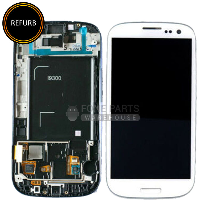 For Galaxy S3 Mini Replacement LCD Screen With Touch Digitizer Assembly and Frame (Refurbish-Original) [White]