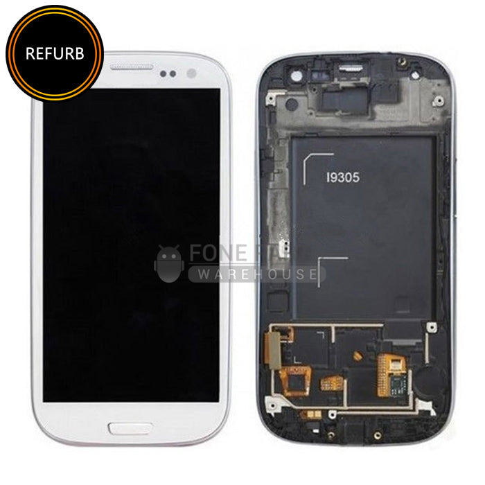 For Galaxy S3 (i9300) LCD Screen With Touch Digitizer Assembly and Frame (Refurbish-Original) [White] (i9300)