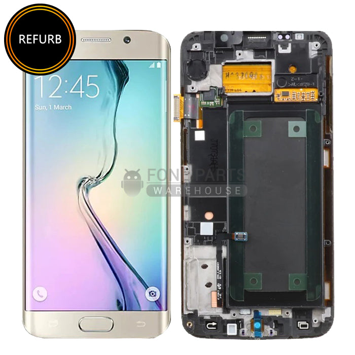 For Galaxy S6 Edge (G925) LCD Screen With Touch Digitizer Assembly and Frame (Refurbish-Original) [Silver]