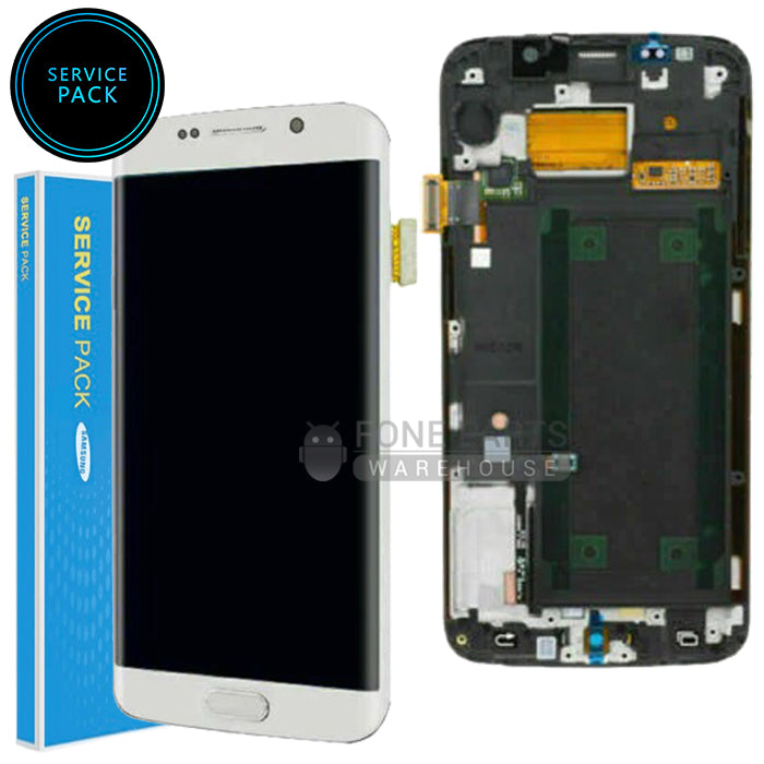 For Galaxy S6 Edge (G925) Replacement LCD Screen With Touch Digitizer and Frame (Genuine Service Pack) [White]