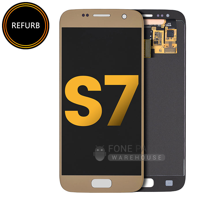 For Galaxy S7(G930) Replacement LCD Screen With Frame [Refurbish] [Gold]