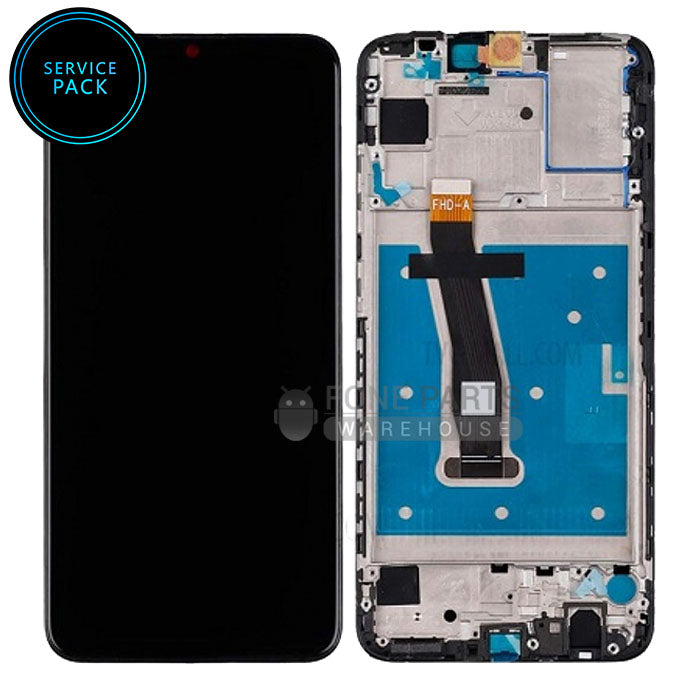 For Huawei P Smart (2019 Lcd screen Digitizer and Frame With Fingerprint in (Black) (Service Pack)