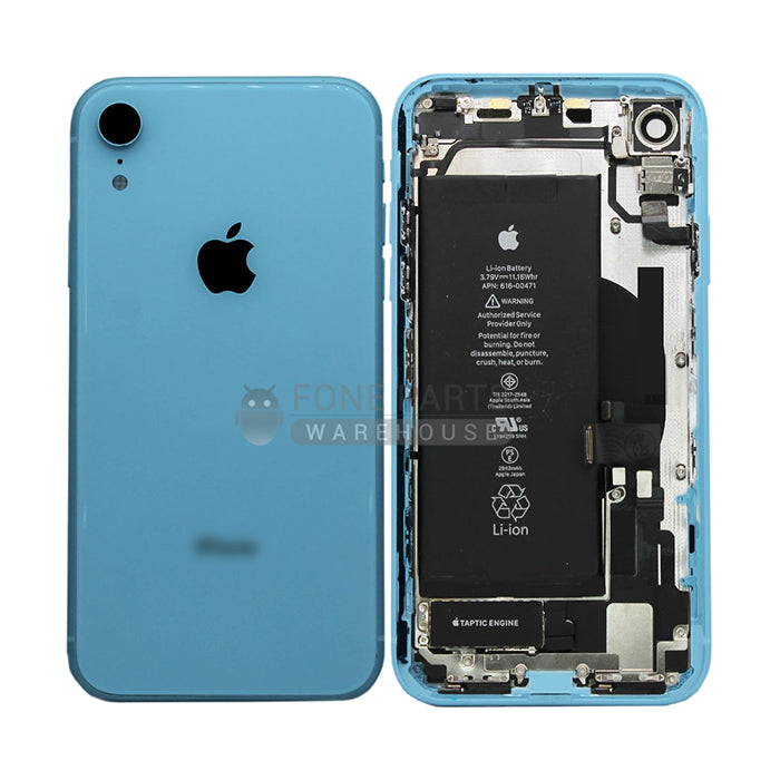 For IPhone XR Genuine Housing With Parts & Battery in [Blue] (Grade A Condition Taken From 14 Days Used Phone)