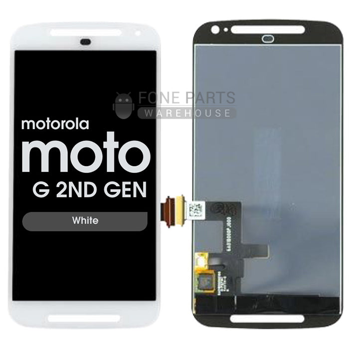 For Motorola G2 Lcd Screen With Touch Digitizer and Frame [White]