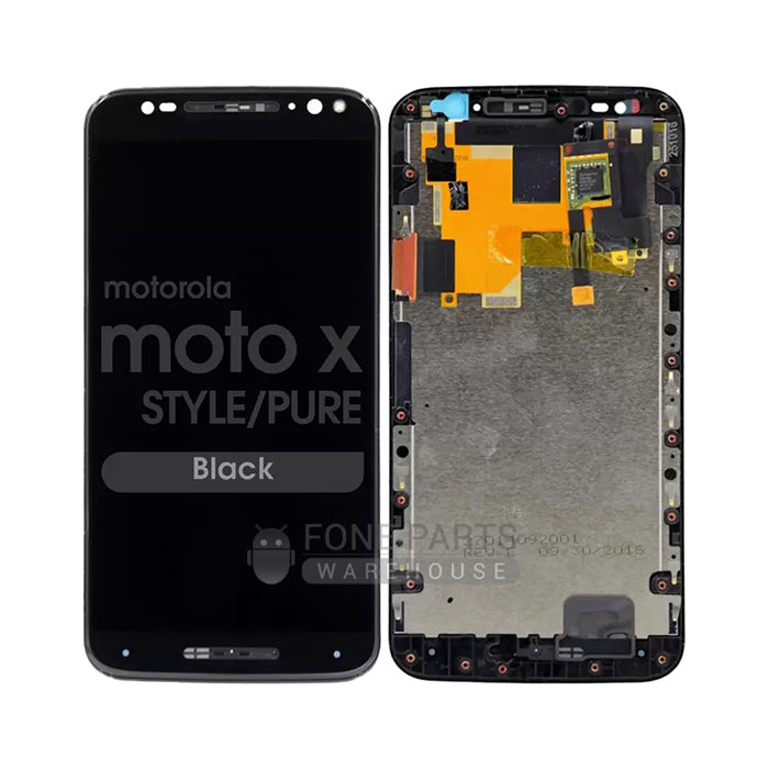 For Motorola X Style Lcd Screen With Touch Digitizer and Frame [Black]