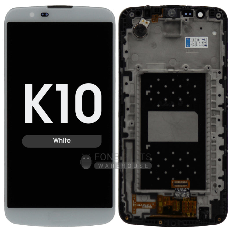 For LG K10 2016 (K430) Lcd Screen with Touch Digitizer Assembly in [White] [With Frame]