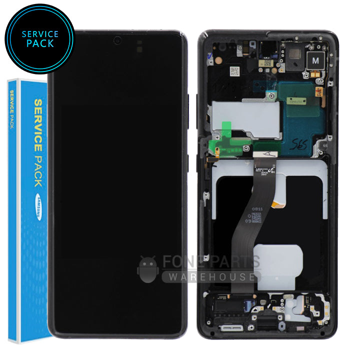 For Galaxy S21 Ultra 5G (SM-G998) LCD Screen With Touch Digitizer and Frame (Genuine Service Pack) [Phantom Black]